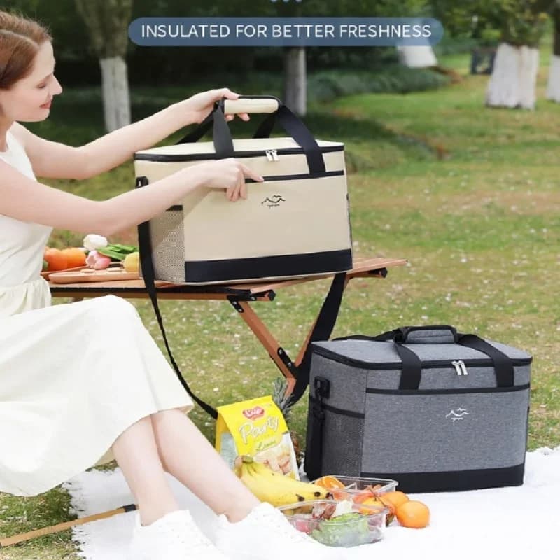 Grote Vierkante Koeltas - Geïsoleerde Lunchtas & Picknicktas met Schouderband