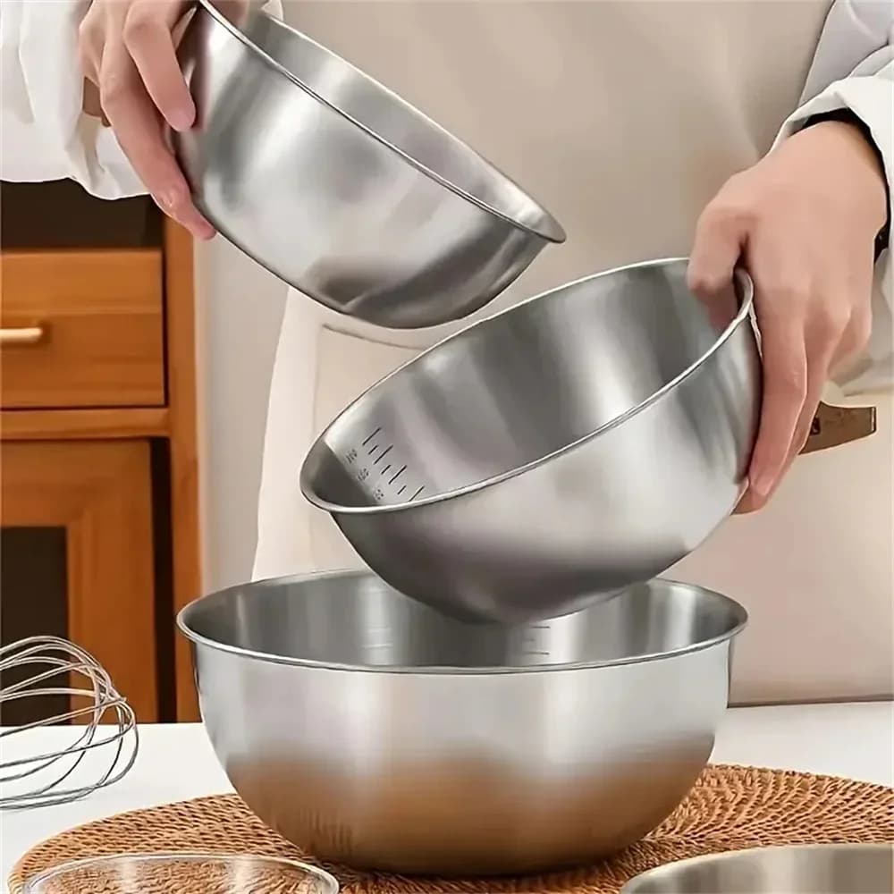 Rvs mengkommen met maataanduiding - Set van 1-3 kommen voor koken, bakken en bewaren
