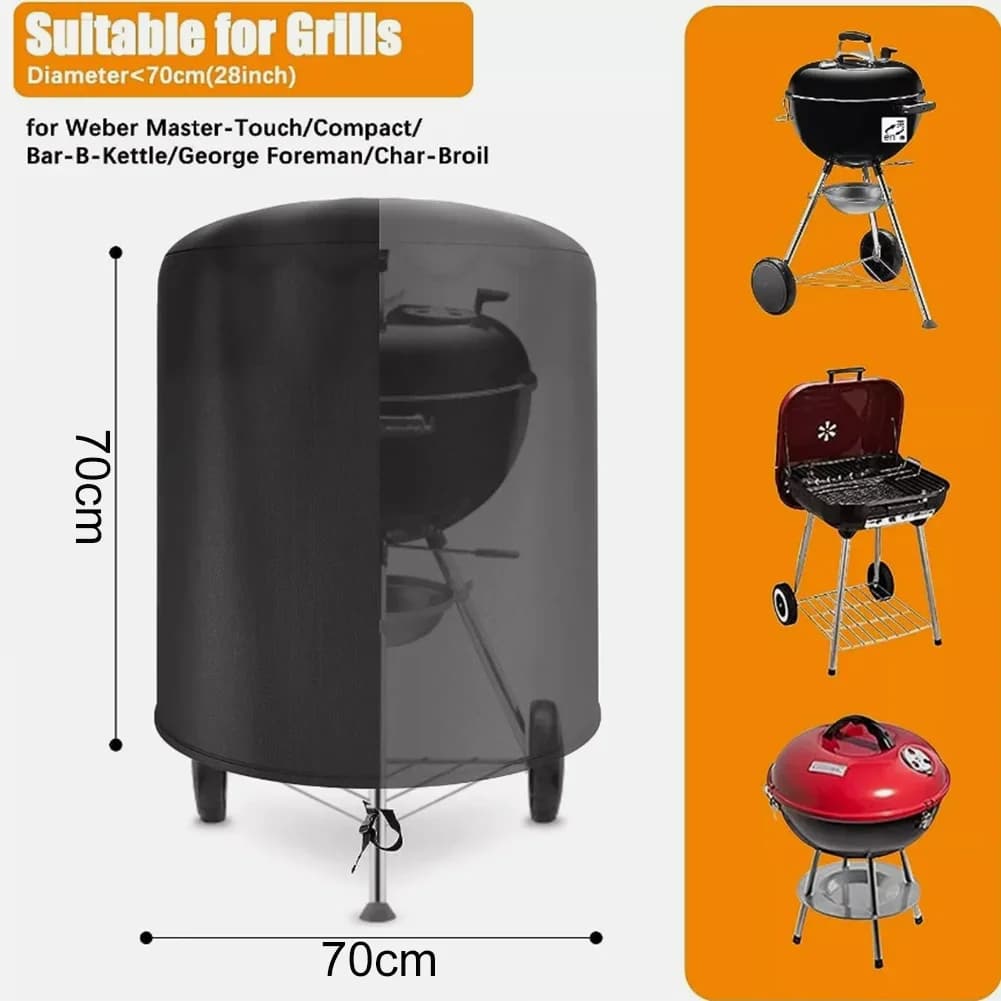 Raweao Kogel-BBQ Hoes voor Weber - Waterdichte ronde barbecuehoes van Oxford-stof, 57 cm