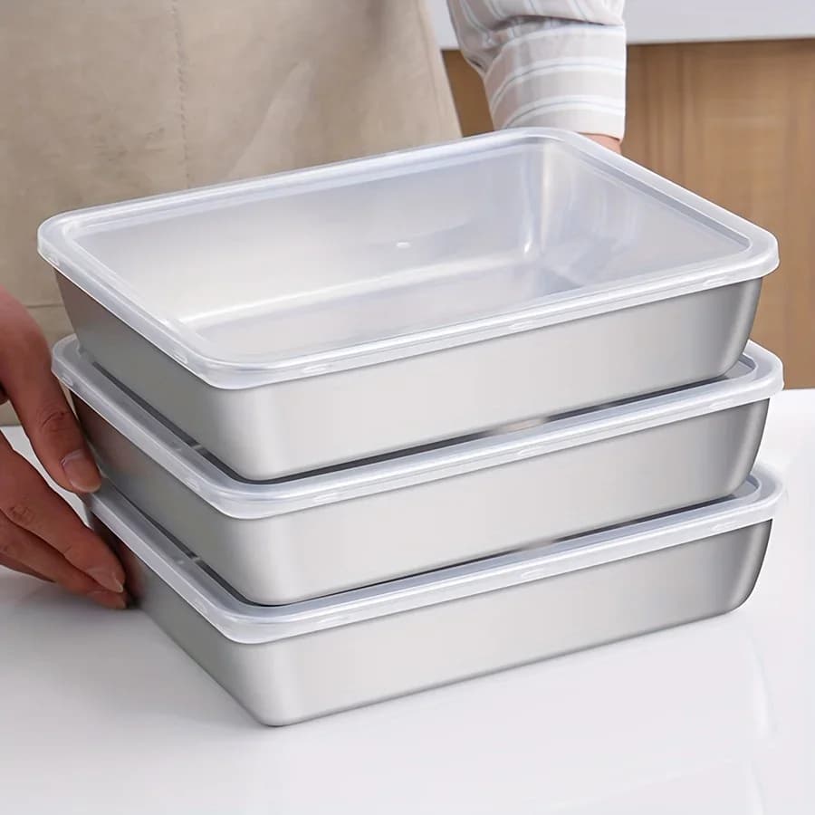 3-delige RVS Vershoudbakjes Set - Luchtdichte BPA-vrije Keukenorganizers
