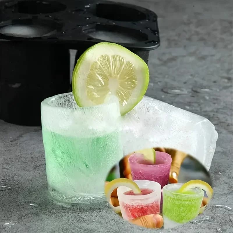 Siliconen ijsblokjesvorm met 4 gaten - Creatieve ronde ijsmaker voor whisky en bier