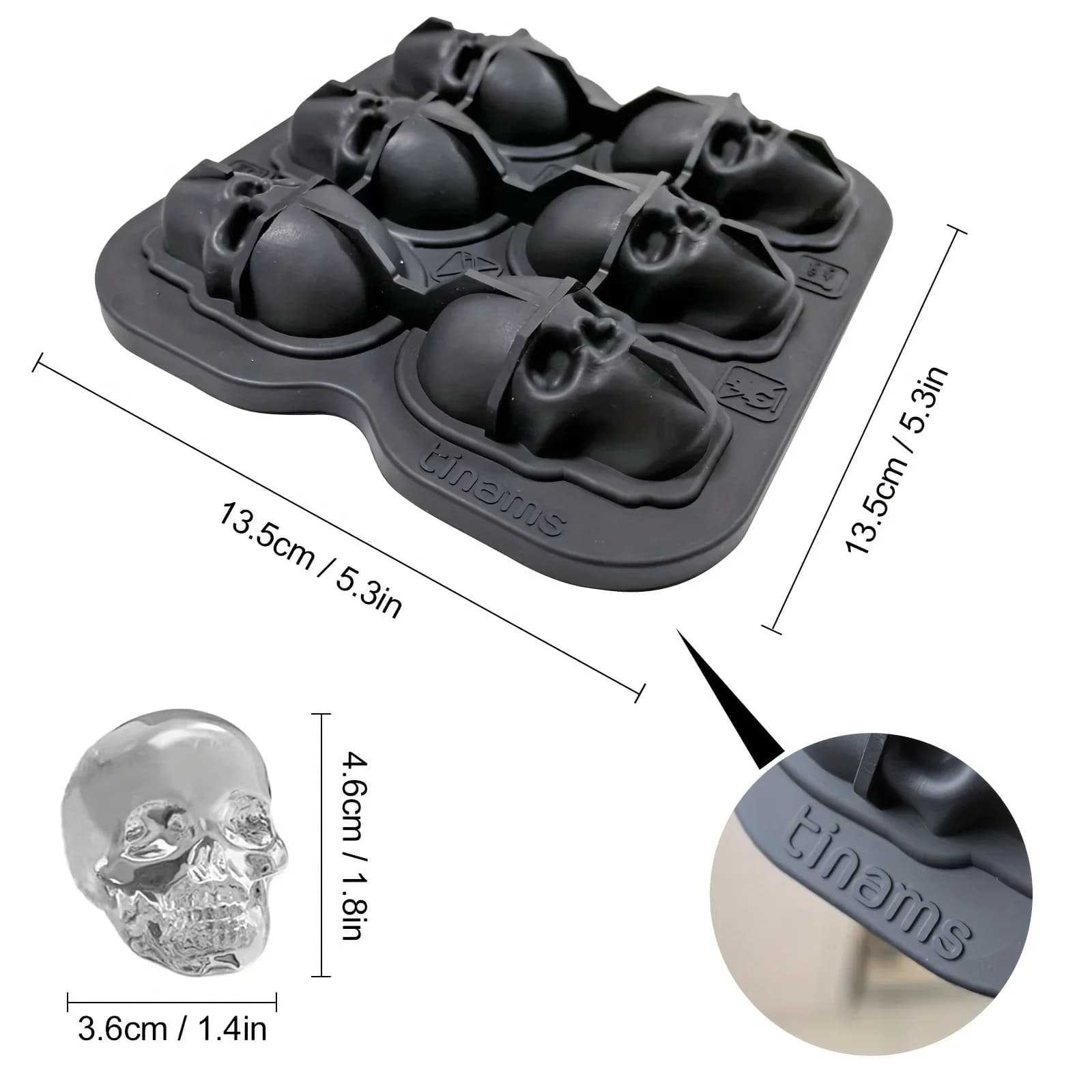 3D Doodskop Ijsblokjesvorm Siliconen, Flexibele BPA-Vrije IJsmaker voor Cocktails