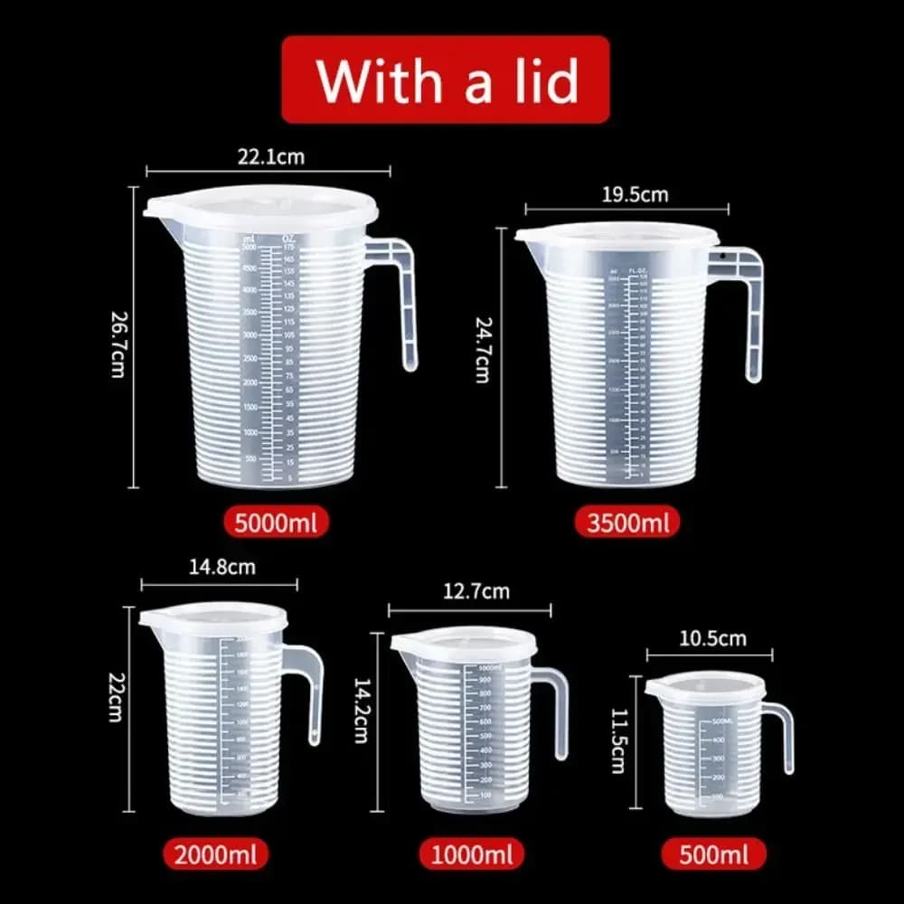 Hittebestendige kunststof maatbeker met schaalverdeling (100-5000 ml)