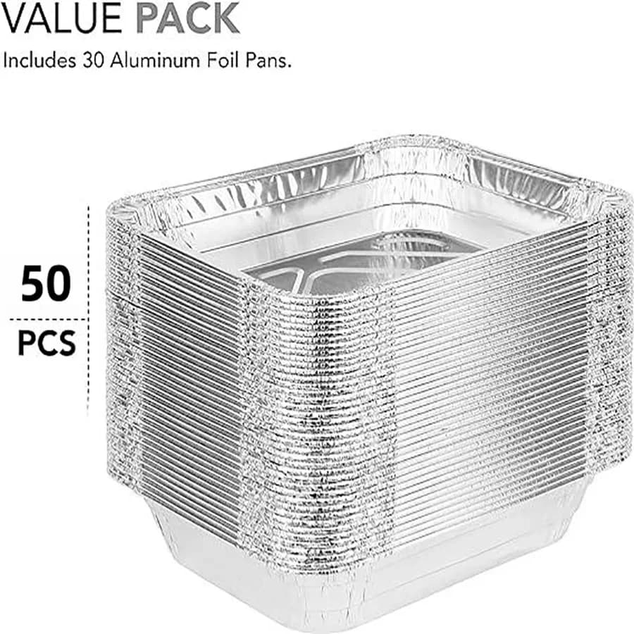 50 Stuks Wegwerp Aluminium Bakjes - Diverse Maten voor Koken, Opwarmen en Bewaren