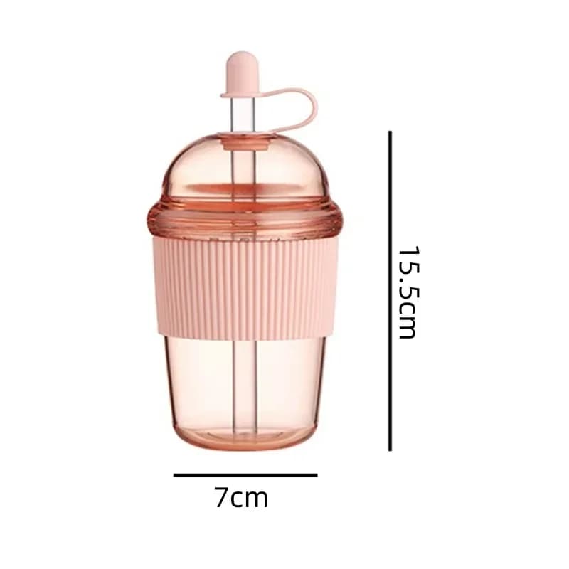 Draagbare Beker met Rietje 430ml, Hittebestendige Drinkfles voor Thee, Koffie en Sap