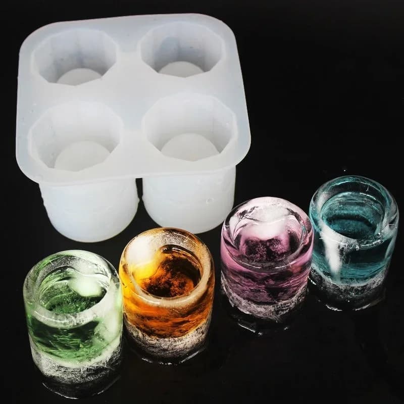 Siliconen ijsblokjesvorm met 4 gaten - Creatieve ronde ijsmaker voor whisky en bier