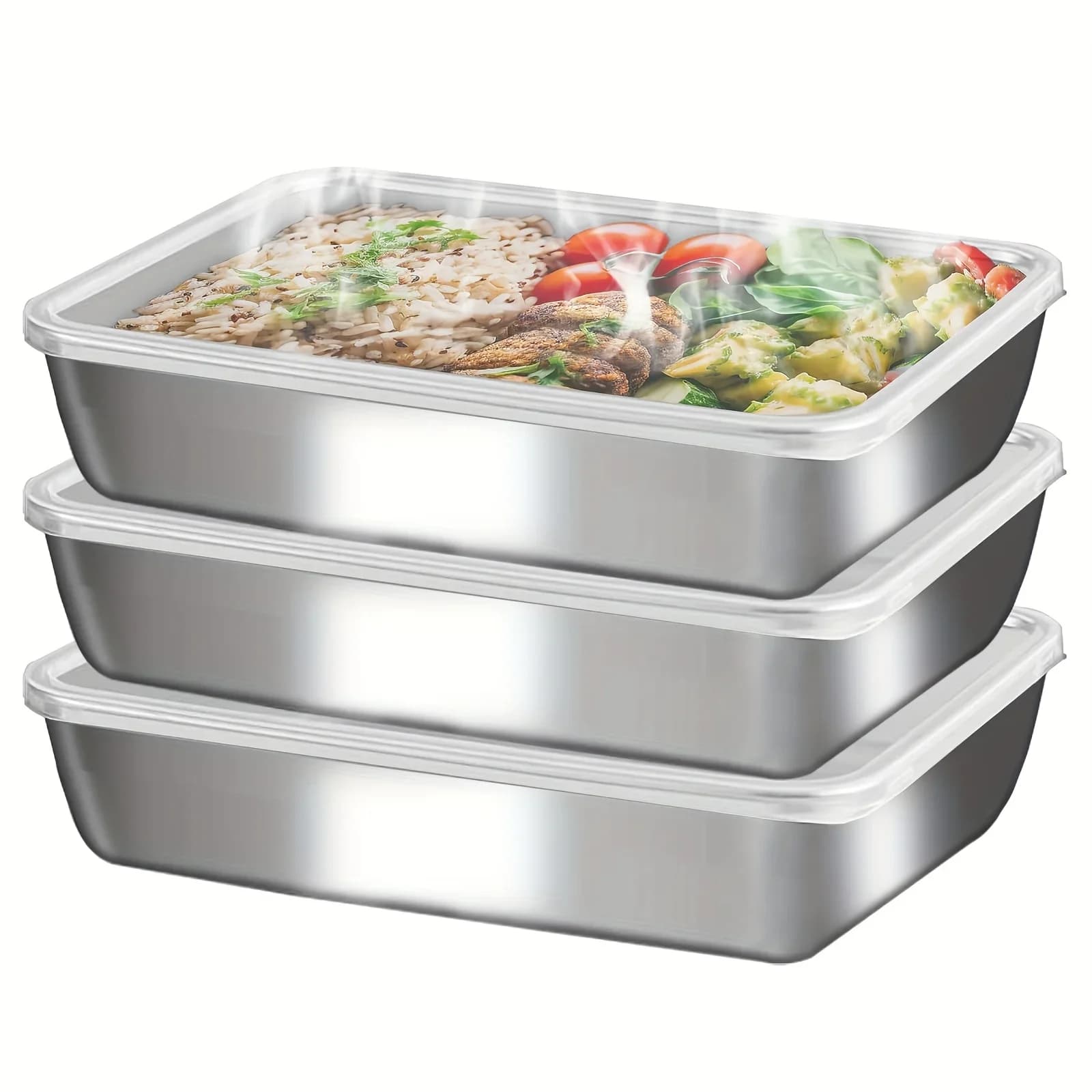 3-delige RVS Vershoudbakjes & Lunchbox - Lekvrij & Stapelbaar