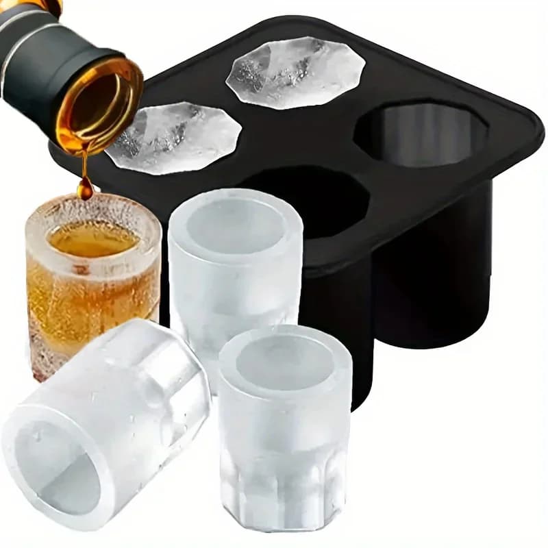 Siliconen ijsblokjesvorm met 4 gaten - Creatieve ronde ijsmaker voor whisky en bier