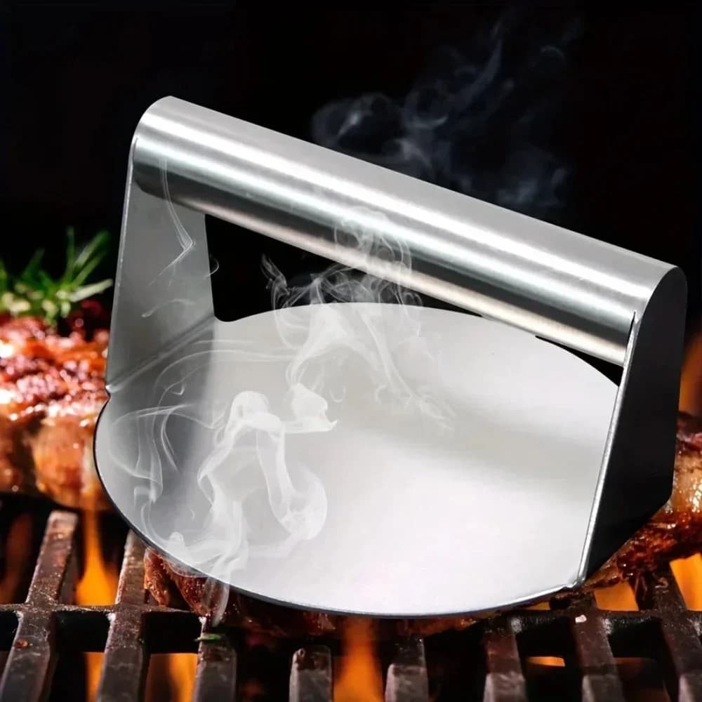 Rvs Smashburgerpers | Stevige hamburgervorm & smasher voor bbq en grill (anti-aanbak)