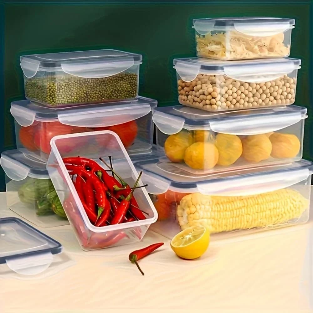 8-delige BPA-vrije luchtdichte vershoudbakjes met klikdeksel - Magnetron- en vriezerbestendige PP kunststof voor droge waren/fruit/groente