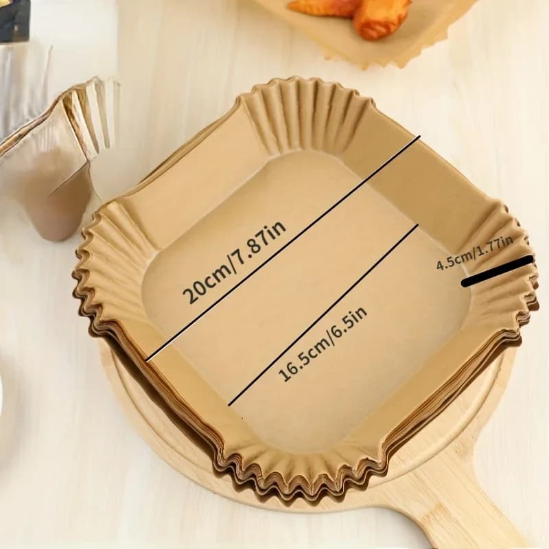 Wegwerp airfryer bakpapier - Olie- en waterbestendig bakpapier - Rond, vierkant en rechthoekig perkamentpapier