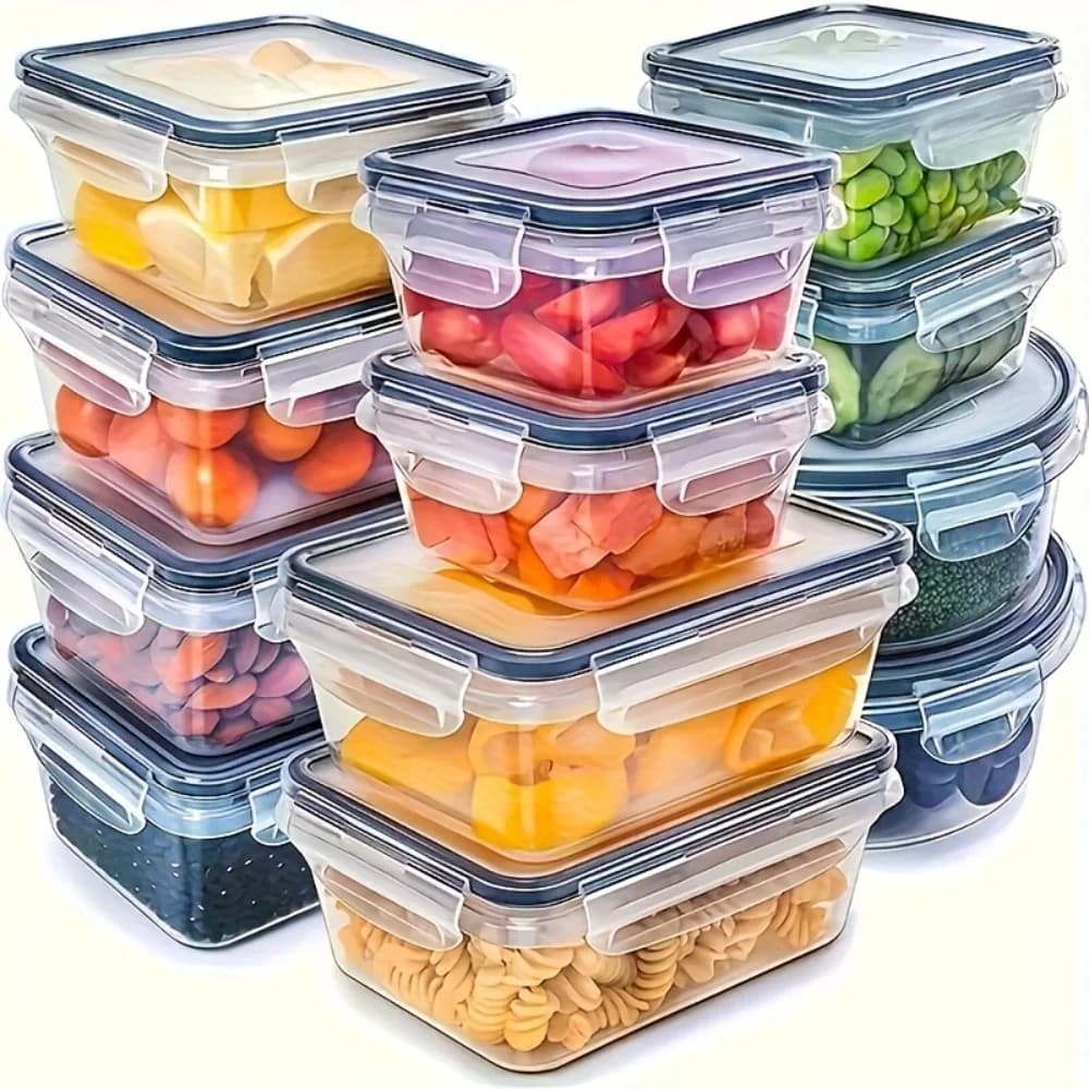 8-delige BPA-vrije luchtdichte vershoudbakjes met klikdeksel - Magnetron- en vriezerbestendige PP kunststof voor droge waren/fruit/groente