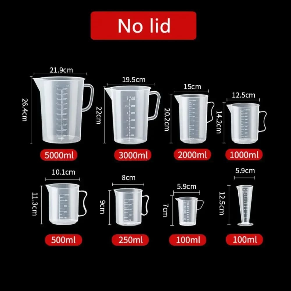 Hittebestendige kunststof maatbeker met schaalverdeling (100-5000 ml)