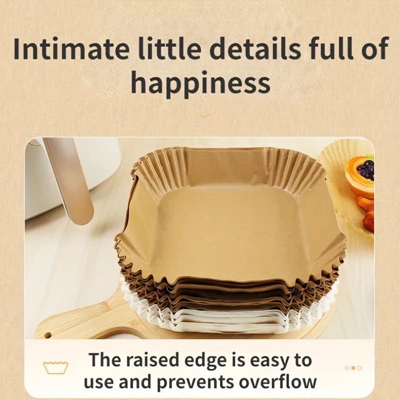 Wegwerp airfryer bakpapier - Olie- en waterbestendig bakpapier - Rond, vierkant en rechthoekig perkamentpapier