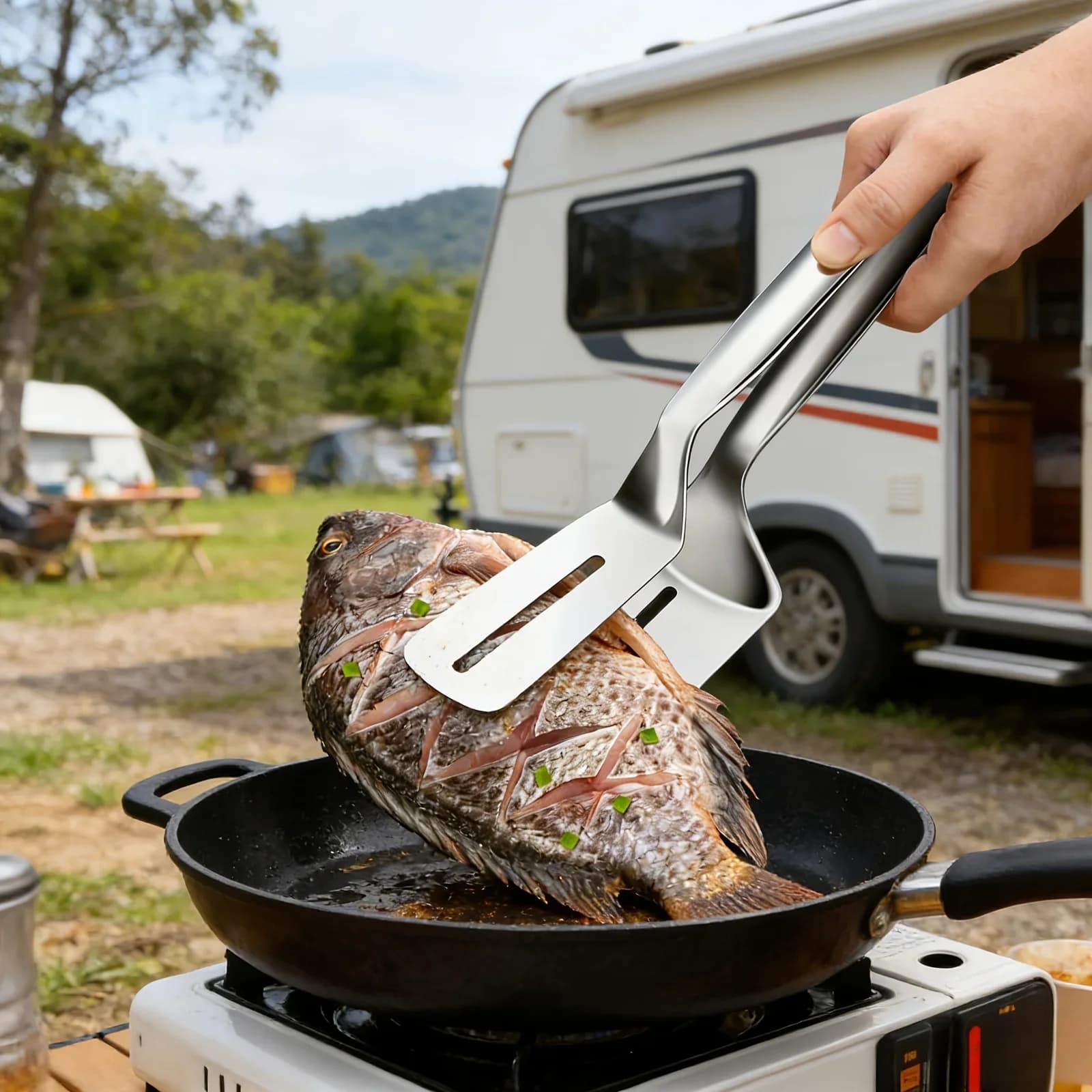 RVS Baktang & Spatel (1/2/4 Stuks) - Dubbelzijdige Vleestang voor Steak & Vis