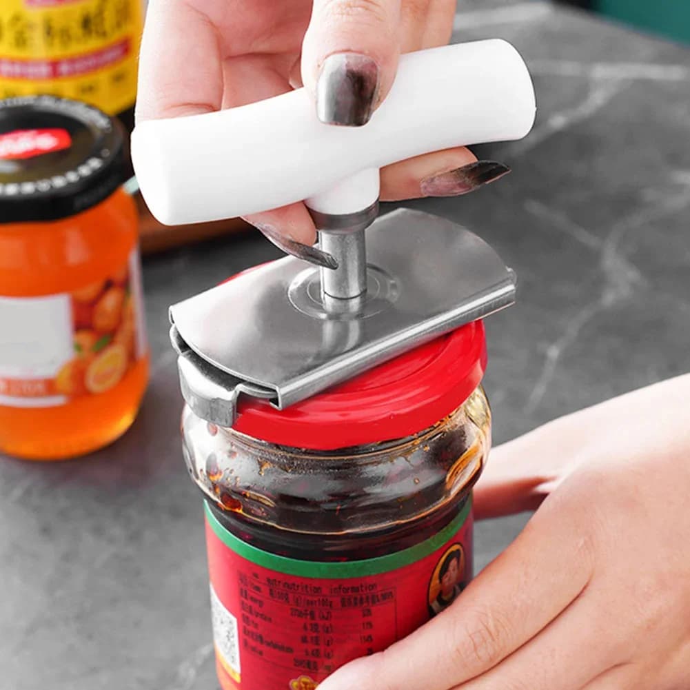 Multifunctionele RVS potopener | Verstelbare fles- en dekselopener