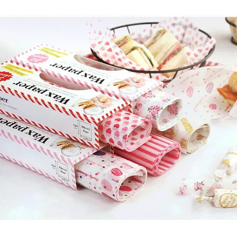 50 stuks vetvrij bakpapier / inpakpapier voor brood, sandwiches, burgers en friet