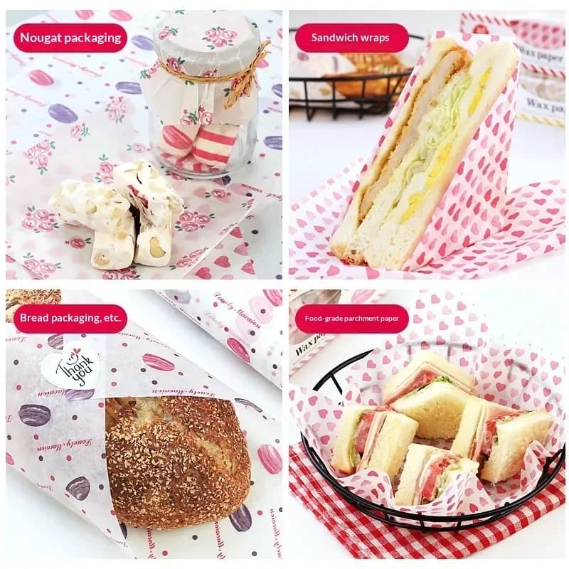 50 stuks vetvrij bakpapier / inpakpapier voor brood, sandwiches, burgers en friet