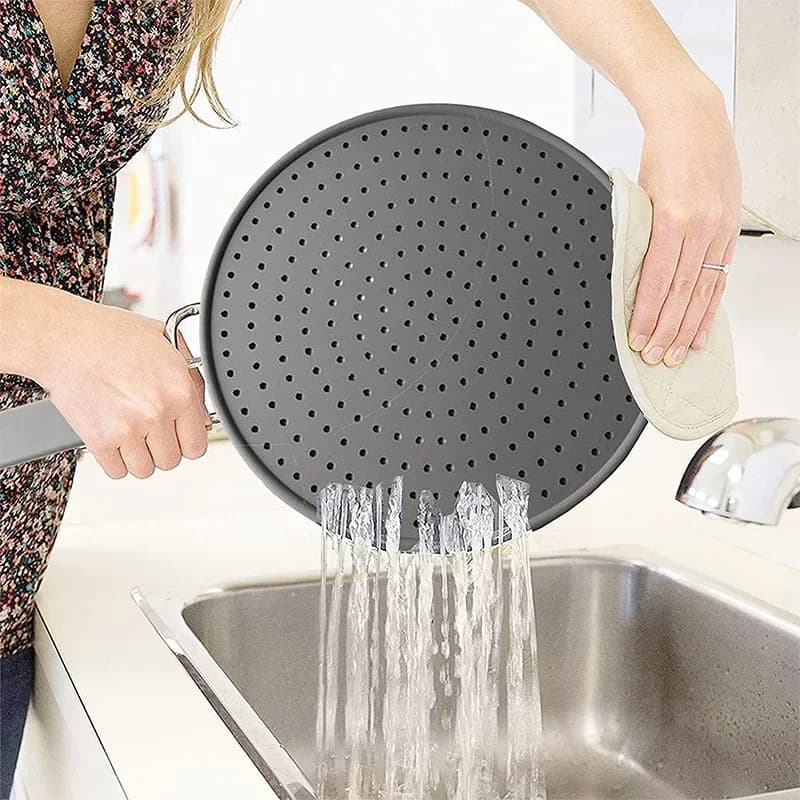 Siliconen spatdeksel met handgreep - Hittebestendig anti-spatscherm voor koekenpannen