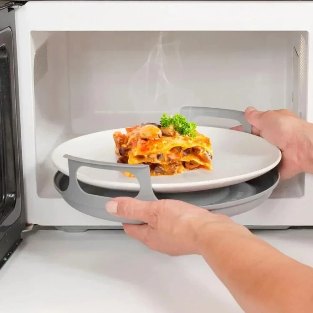 Vormvaste Magnetron Schaalhouder met Handgrepen - PP Magnetron Dienblad voor Borden en Kommen