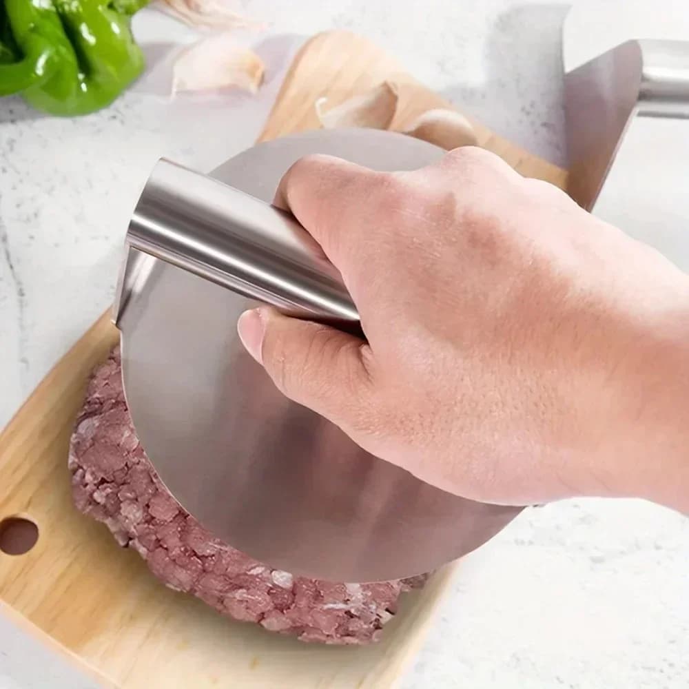 Rvs Smashburgerpers | Stevige hamburgervorm & smasher voor bbq en grill (anti-aanbak)