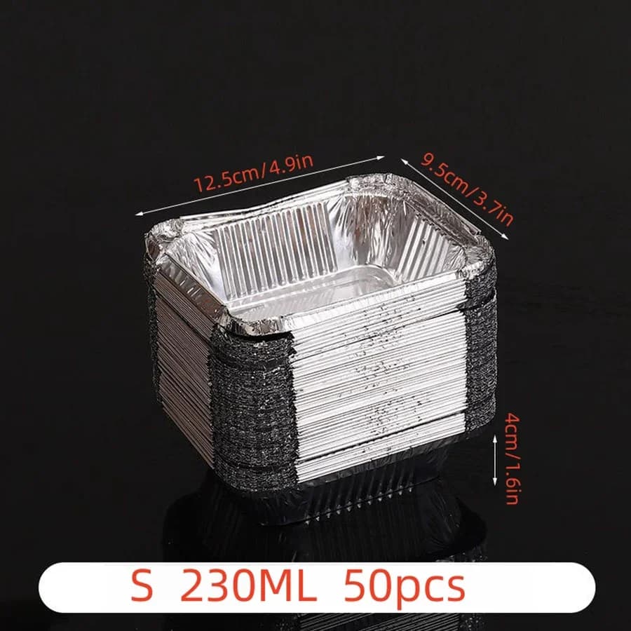 50 Stuks Wegwerp Aluminium Bakjes - Diverse Maten voor Koken, Opwarmen en Bewaren