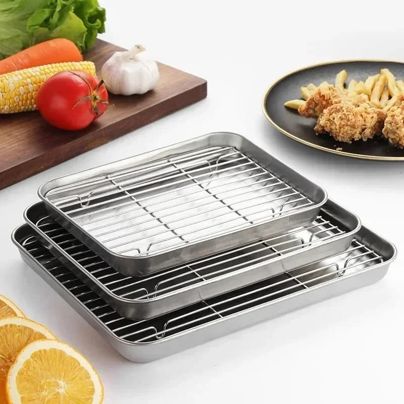 RVS Bakplaat met Afkoelrooster - Oven- en Barbecuebraadslede
