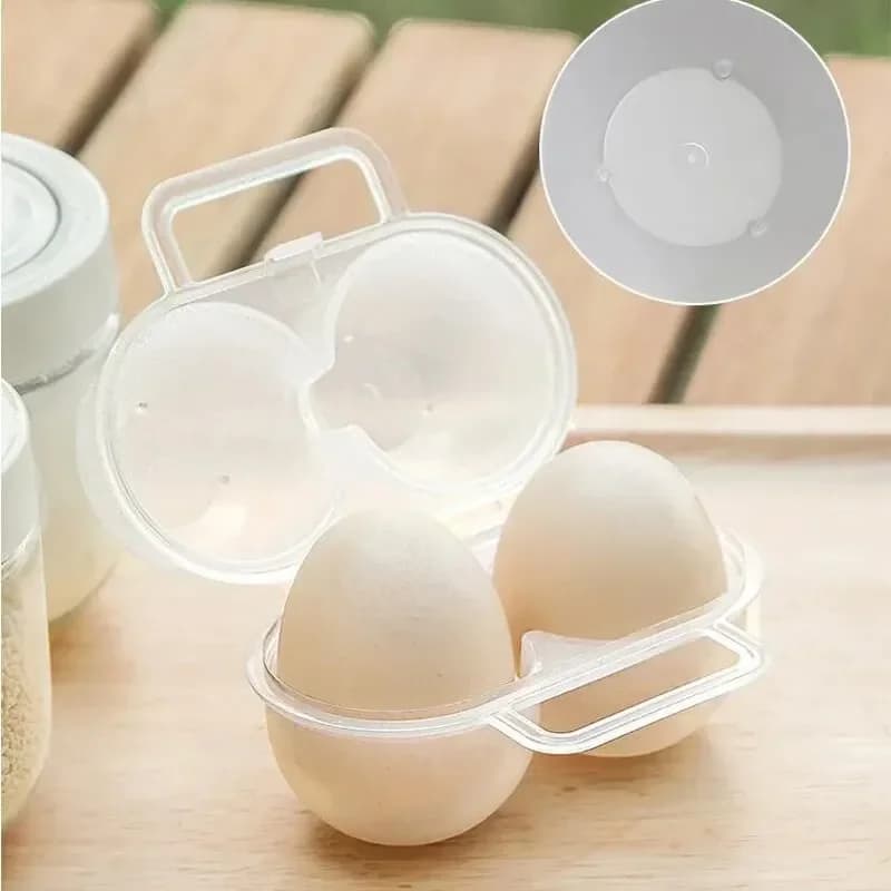 Draagbaar Eierdoosje voor 2 Eieren - Schokbestendig voor Camping & Koelkast