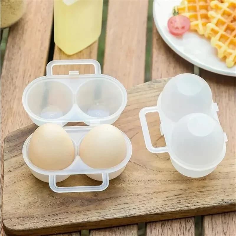 Draagbaar Eierdoosje voor 2 Eieren - Schokbestendig voor Camping & Koelkast