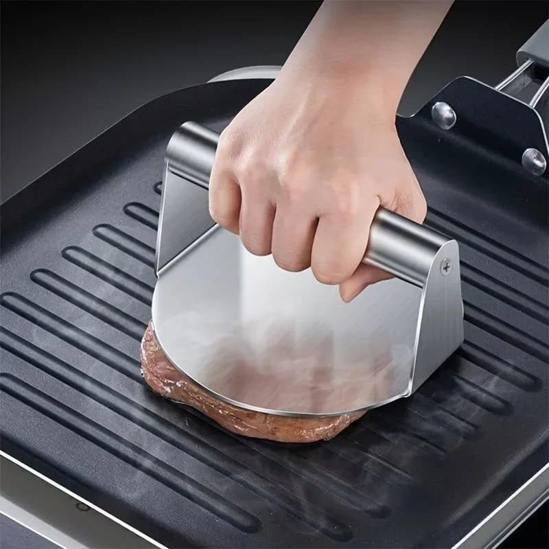 Rvs Smashburgerpers | Stevige hamburgervorm & smasher voor bbq en grill (anti-aanbak)