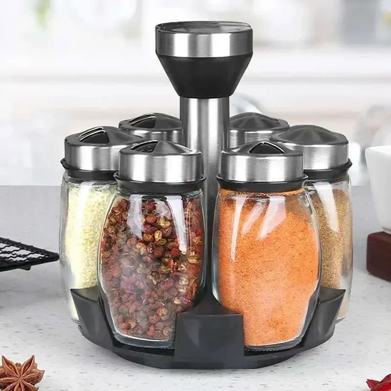 Glazen Kruidenpotjesset met Rekje - Peper- en Zoutvaatjes