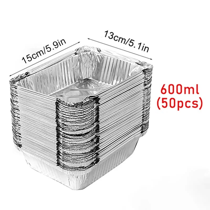 50 Stuks Wegwerp Aluminium Bakjes - Diverse Maten voor Koken, Opwarmen en Bewaren