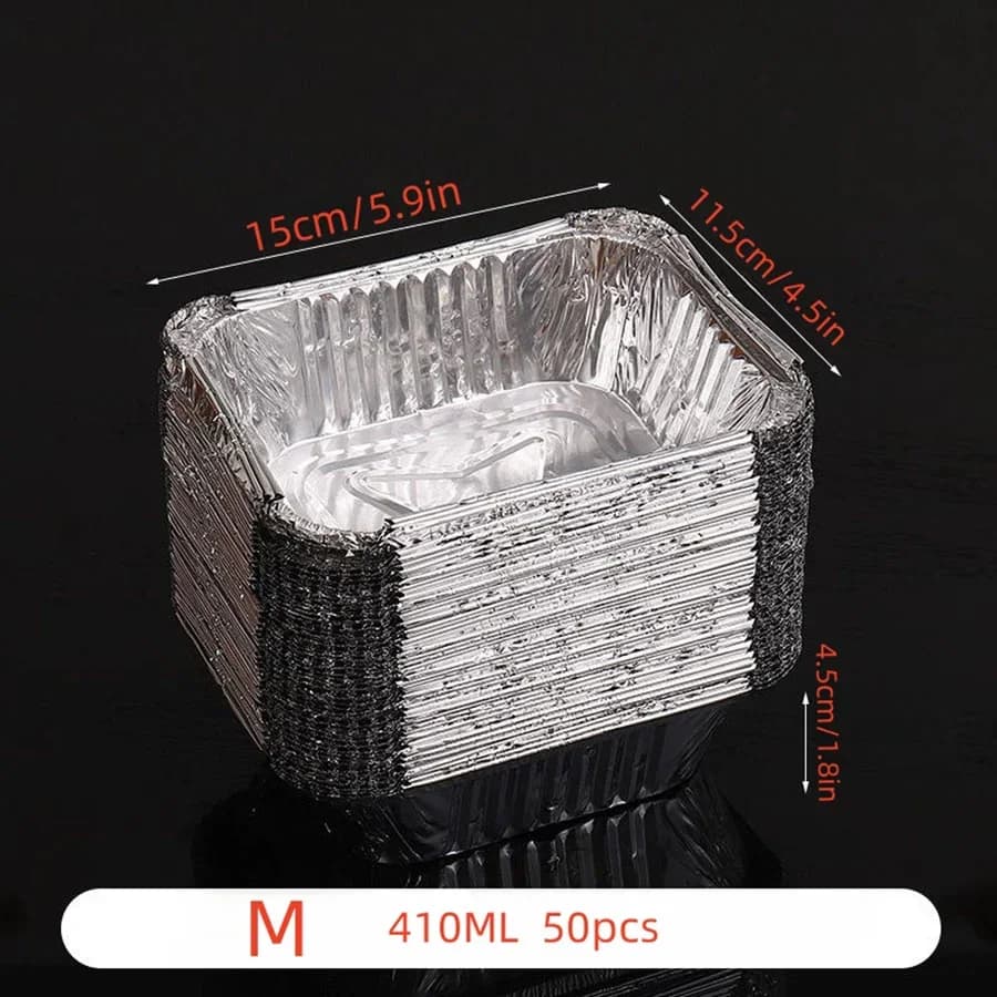 50 Stuks Wegwerp Aluminium Bakjes - Diverse Maten voor Koken, Opwarmen en Bewaren