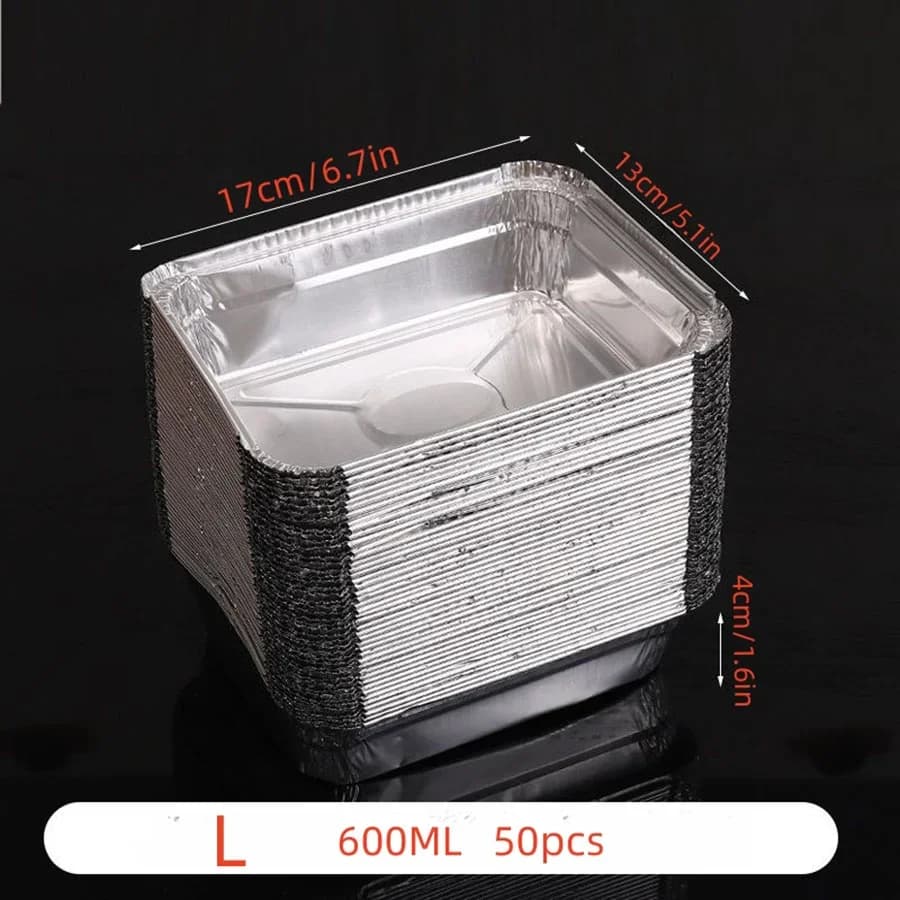 50 Stuks Wegwerp Aluminium Bakjes - Diverse Maten voor Koken, Opwarmen en Bewaren