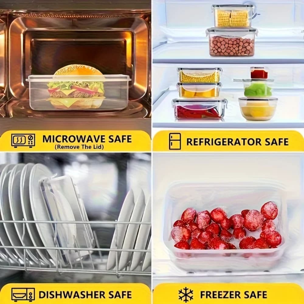 8-delige BPA-vrije luchtdichte vershoudbakjes met klikdeksel - Magnetron- en vriezerbestendige PP kunststof voor droge waren/fruit/groente