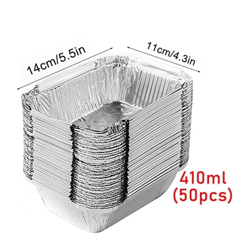 50 Stuks Wegwerp Aluminium Bakjes - Diverse Maten voor Koken, Opwarmen en Bewaren