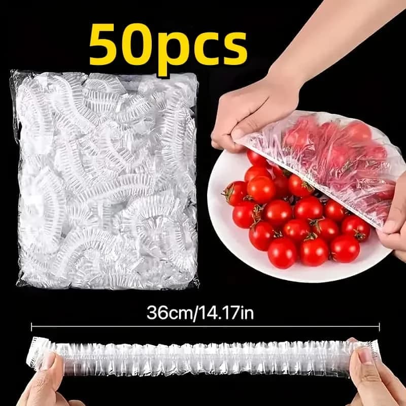 50 Stuks Herbruikbare Elastische Vershoudhoezen - Rekbare Deksels voor Eten
